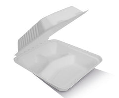 Unbleached Sugarcane Clamshell 9 x 6 x 3" 200pc/ctn (BA-SH89)