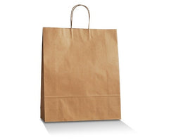 Brown Kraft Uber Bag/Twisted paper handle/Takeaway medium 250pc/ctn