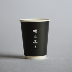 Pinnacle Coffee Cup  12oz Aqueous TRULY ECO Single Wall BLACK CUP 1000