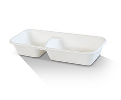 2 Compartment Sugarcane Tray 400pc/ctn