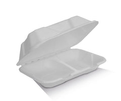 Unbleached Sugarcane Clamshell 9 x 6 x 3" 200pc/ctn (BA-SH89)