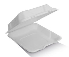 Unbleached Sugarcane Clamshell 9 x 6 x 3" 200pc/ctn (BA-SH89)