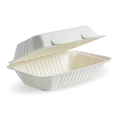 Clamshell Sugarcane Snack Box 9 x 6 x 3  200pc