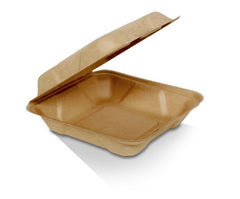 Unbleached Sugarcane Clamshell 8" 200pc/ctn (BA-SH08)