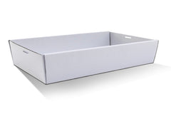 White Corrugated Rectangle Catering Tray Large 50pc/ctn  (CTL)