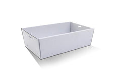 White Corrugated Rectangle Catering Tray Medium 50pc/ctn  (CTM)